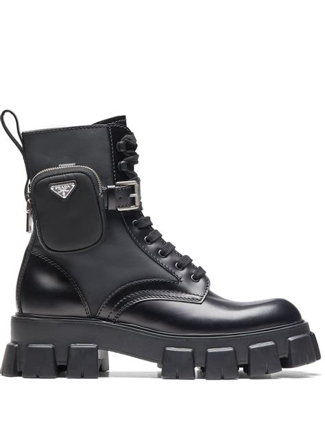 prada ankle pouch combat boots womens|Prada wingtip ankle boots.